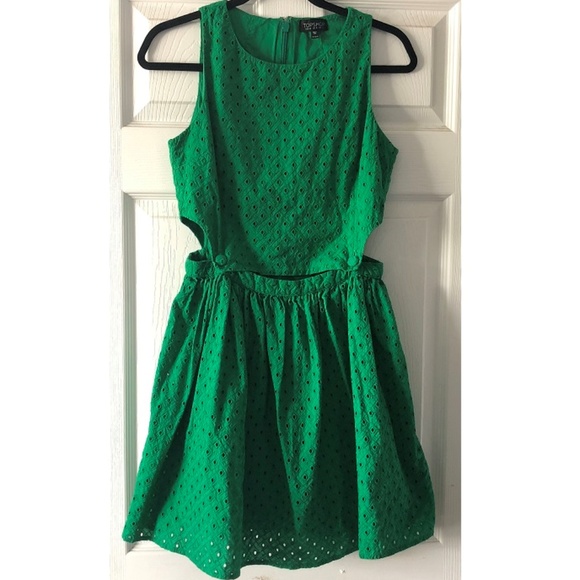 topshop green pinafore dress